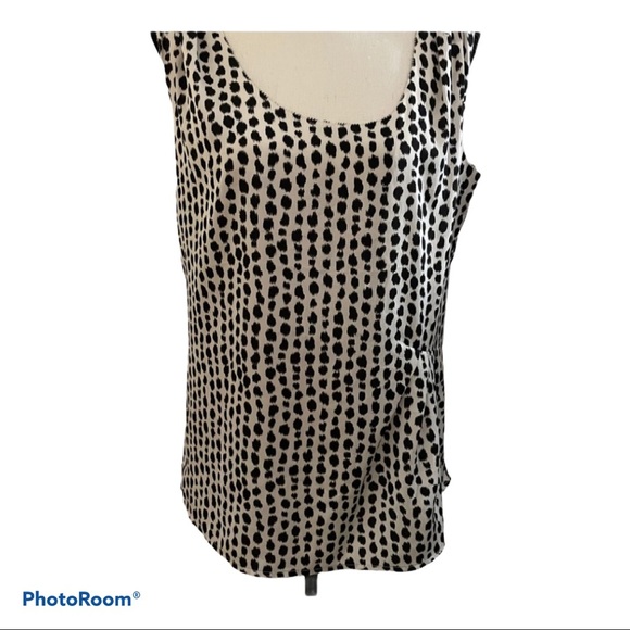 Ann Taylor animal print. Tie back neck top Size 12 black white - Picture 1 of 9
